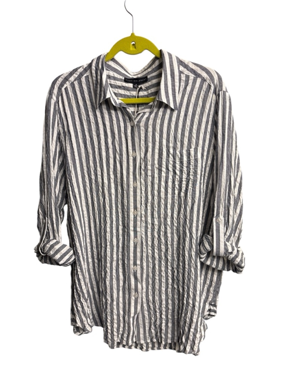 Jane + Delaney Grey and White Striped Button-Down Shirt